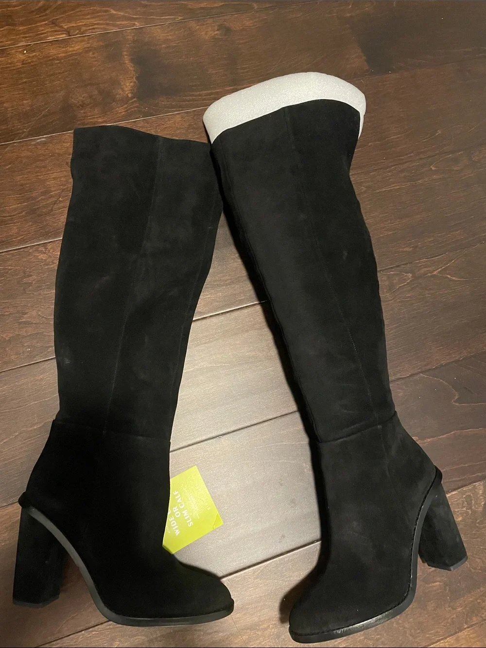 Gianni Bini Black Suede Over-the-Knee Block Heel Boots Brand New